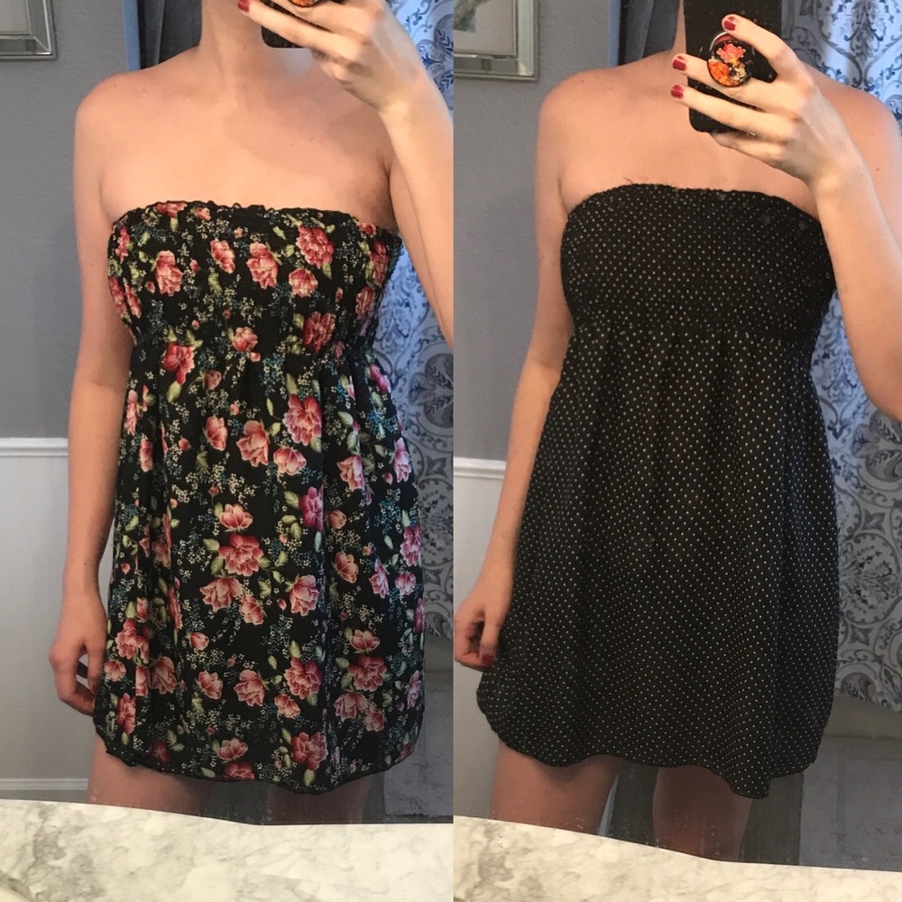Reversible strapless smocked flowy summer dress